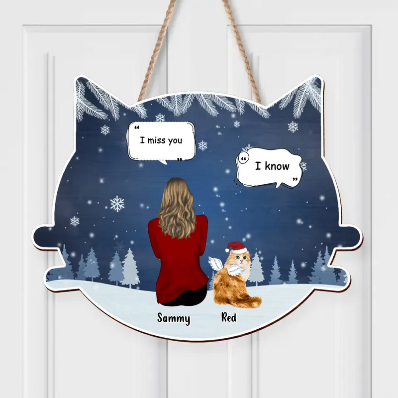 Personalized Cat Memorial Christmas Wooden Sign - Up to 4 Cats - Memorial Gift Idea For Cat Owner - I Miss You