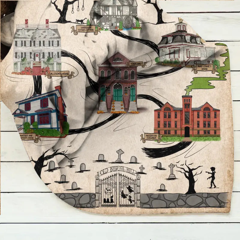 Personalized Map Of Salem Fleece Throw Blanket/Quilt - Halloween Gift Idea