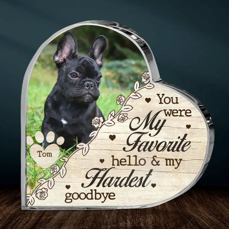 Personalized Pet Memorial Acrylic Plaque - Upload Pet Photo - You Were My Favorite Hello & My Hardest Goodbye