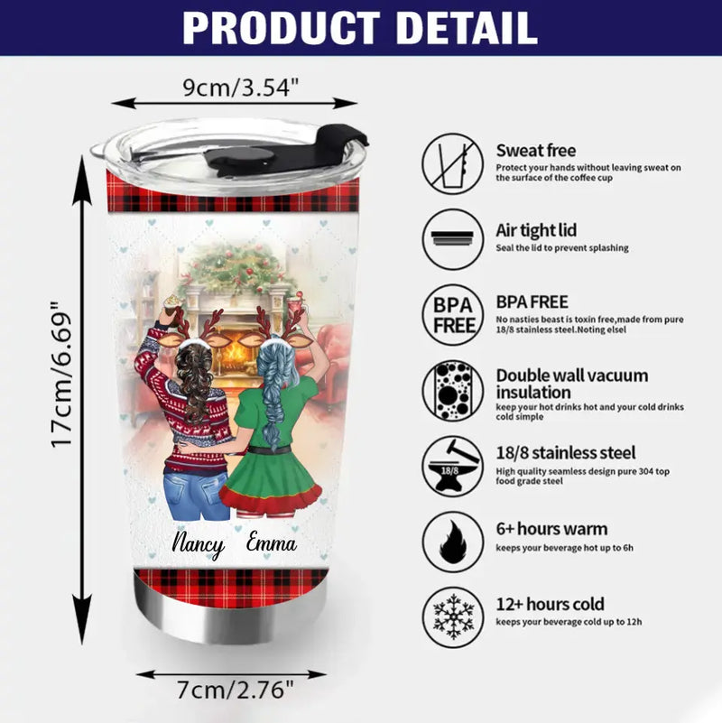 Personalized Sister Tumbler - Christmas Gift Idea for Sisters/Friends/Besties - I'd Walk Through Fire For You Sister