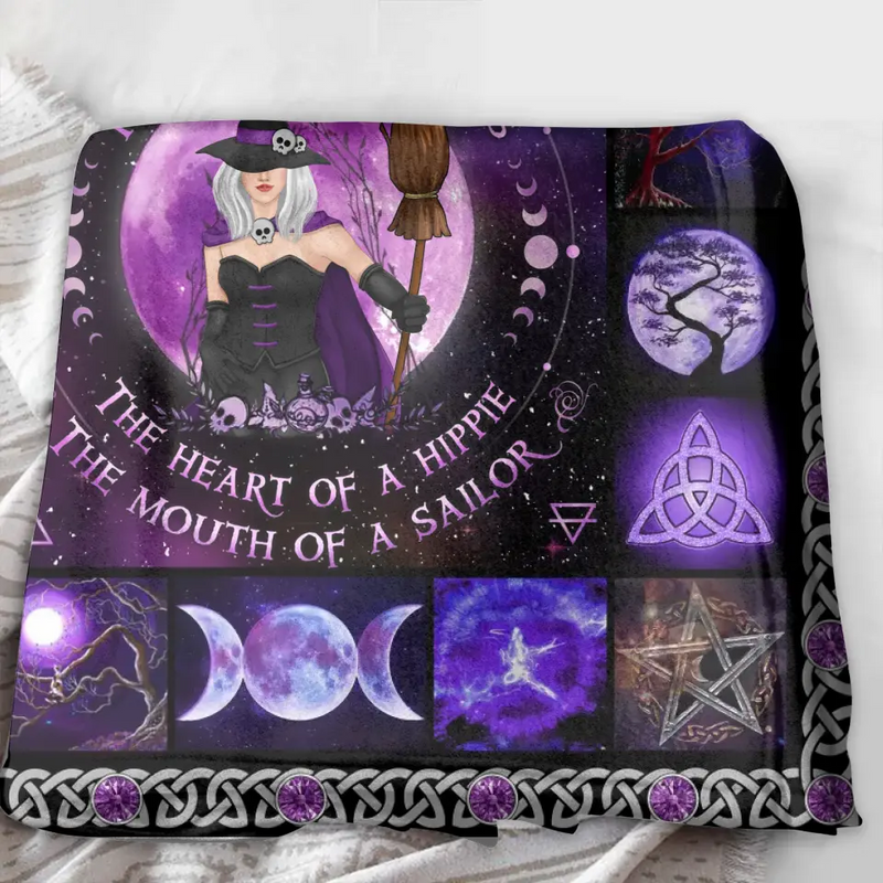 Personalized Witch Fleece Throw Blanket/Quilt - Halloween Gift Idea For Witch Lovers - The Soul of A Witch The Fire Of A Lioness