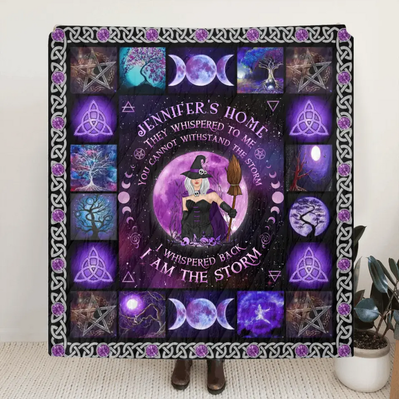 Personalized Witch Fleece Throw Blanket/Quilt - Halloween Gift Idea For Witch Lovers - I Am The Storm