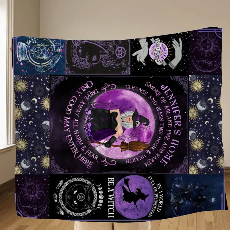Personalized Witch Fleece Throw Blanket/Quilt - Halloween Gift Idea For Witch Lovers - Smoke Of Air And Fire And Earth