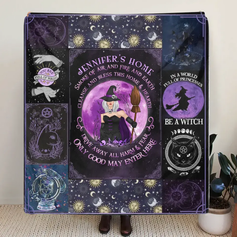 Personalized Witch Fleece Throw Blanket/Quilt - Halloween Gift Idea For Witch Lovers - Smoke Of Air And Fire And Earth