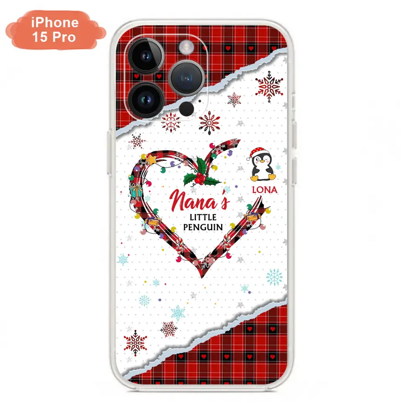 Personalized Christmas Nana Phone Case - Gift Idea For Grandma - Up to 10 Penguins - Case For iPhone/Samsung