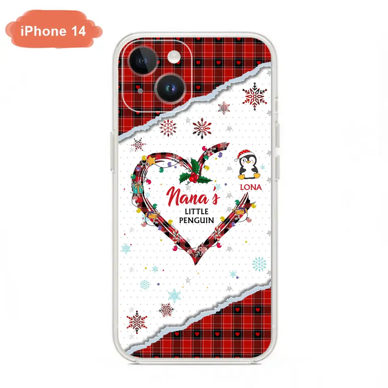 Personalized Christmas Nana Phone Case - Gift Idea For Grandma - Up to 10 Penguins - Case For iPhone/Samsung
