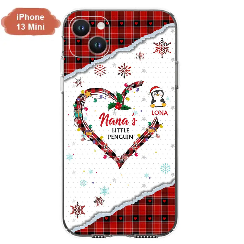 Personalized Christmas Nana Phone Case - Gift Idea For Grandma - Up to 10 Penguins - Case For iPhone/Samsung