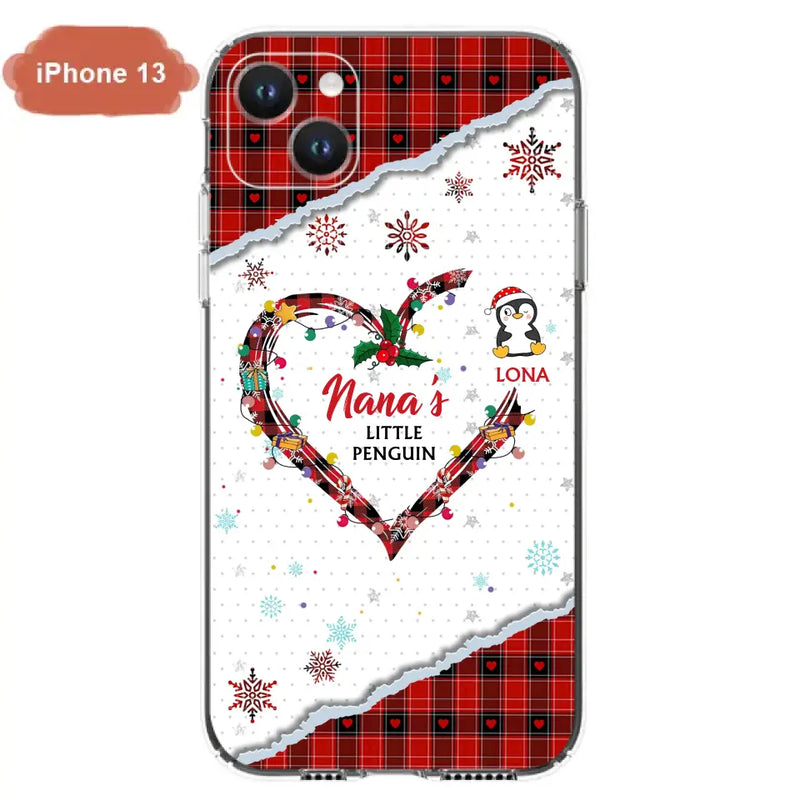 Personalized Christmas Nana Phone Case - Gift Idea For Grandma - Up to 10 Penguins - Case For iPhone/Samsung