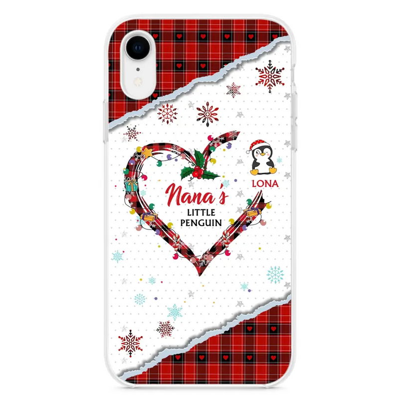 Personalized Christmas Nana Phone Case - Gift Idea For Grandma - Up to 10 Penguins - Case For iPhone/Samsung