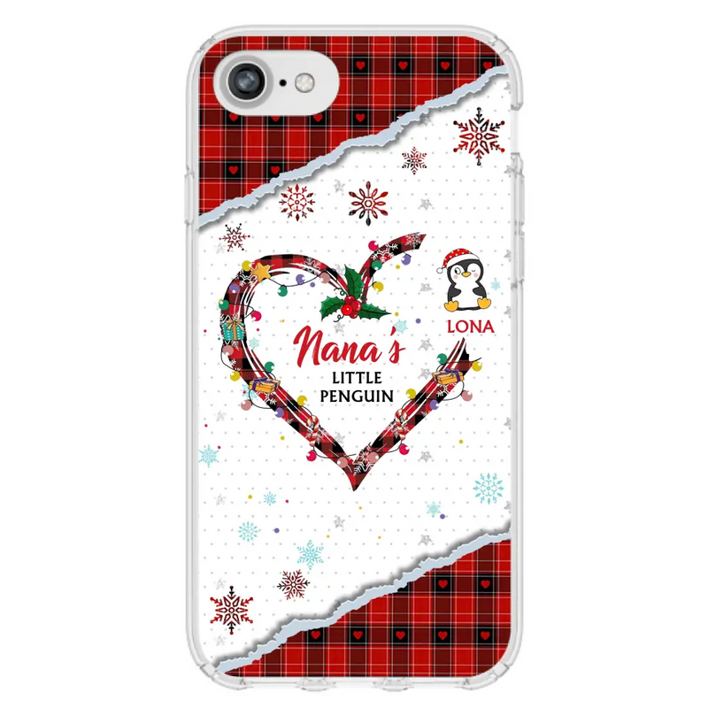Personalized Christmas Nana Phone Case - Gift Idea For Grandma - Up to 10 Penguins - Case For iPhone/Samsung
