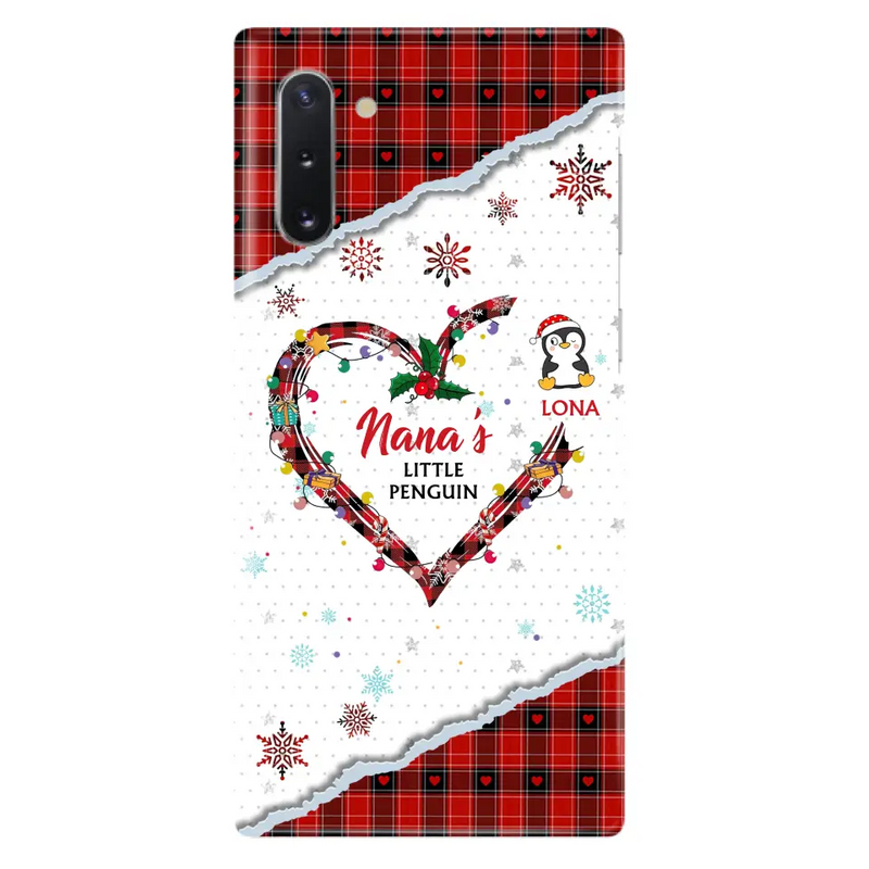 Personalized Christmas Nana Phone Case - Gift Idea For Grandma - Up to 10 Penguins - Case For iPhone/Samsung
