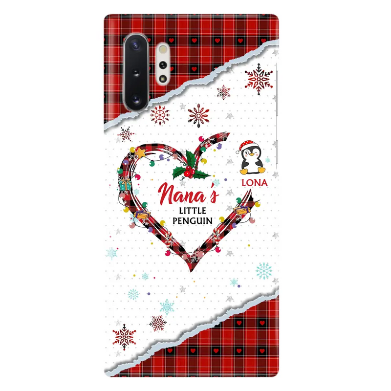 Personalized Christmas Nana Phone Case - Gift Idea For Grandma - Up to 10 Penguins - Case For iPhone/Samsung