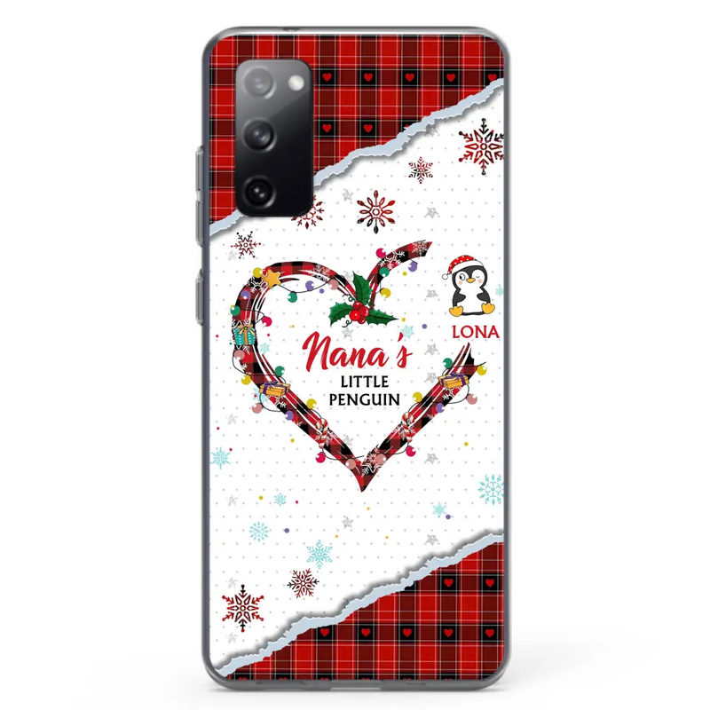 Personalized Christmas Nana Phone Case - Gift Idea For Grandma - Up to 10 Penguins - Case For iPhone/Samsung