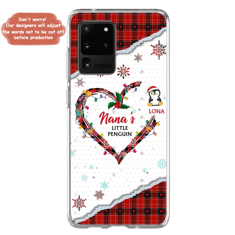 Personalized Christmas Nana Phone Case - Gift Idea For Grandma - Up to 10 Penguins - Case For iPhone/Samsung