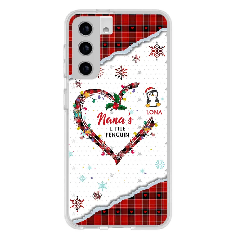 Personalized Christmas Nana Phone Case - Gift Idea For Grandma - Up to 10 Penguins - Case For iPhone/Samsung