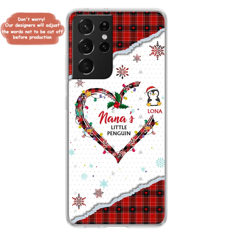 Personalized Christmas Nana Phone Case - Gift Idea For Grandma - Up to 10 Penguins - Case For iPhone/Samsung