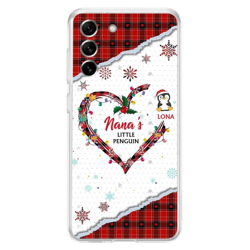 Personalized Christmas Nana Phone Case - Gift Idea For Grandma - Up to 10 Penguins - Case For iPhone/Samsung