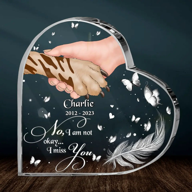 Personalized Memorial Acrylic Plaque - Memorial Gift For Dog Owners - No, I Am Not Okay ... I Miss You