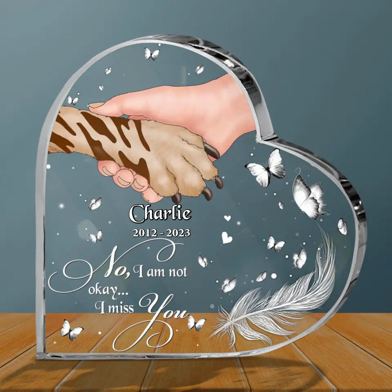 Personalized Memorial Acrylic Plaque - Memorial Gift For Dog Owners - No, I Am Not Okay ... I Miss You