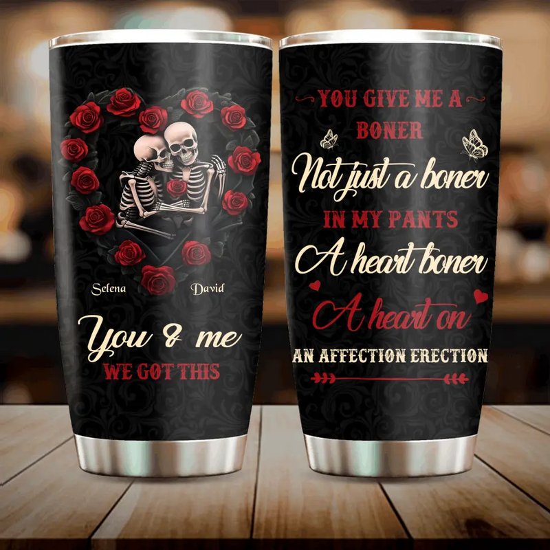 Personalized Skull Couple Tumbler - Gift Idea For Couple/Him/Her - You & Me We Got This