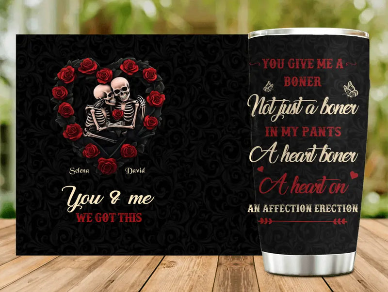 Personalized Skull Couple Tumbler - Gift Idea For Couple/Him/Her - You & Me We Got This