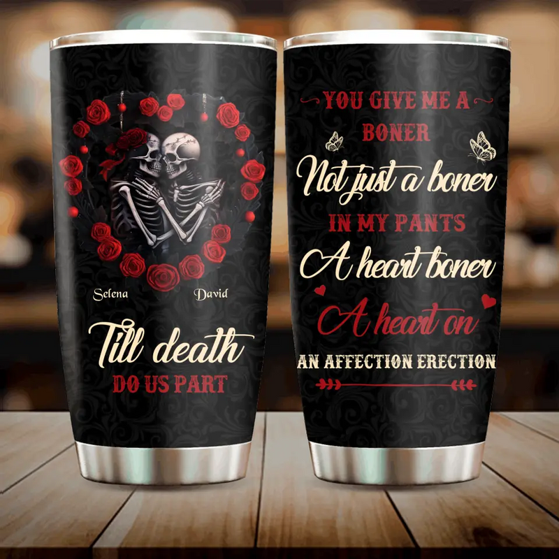 Personalized Skull Couple Tumbler - Gift Idea For Couple/Him/Her - Till Death Do Us Part