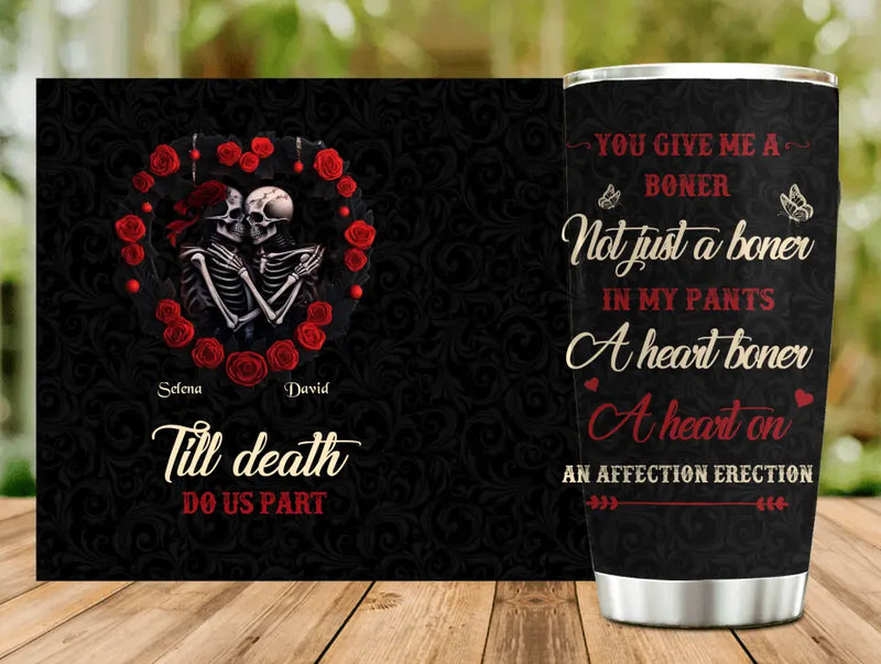 Personalized Skull Couple Tumbler - Gift Idea For Couple/Him/Her - Till Death Do Us Part