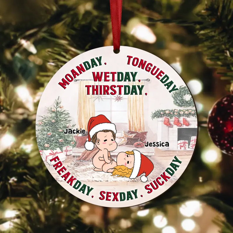 Personalized Funny Christmas Couple Circle Wooden Ornament - Christmas Gift Idea For Couple - Wetday Thirstday