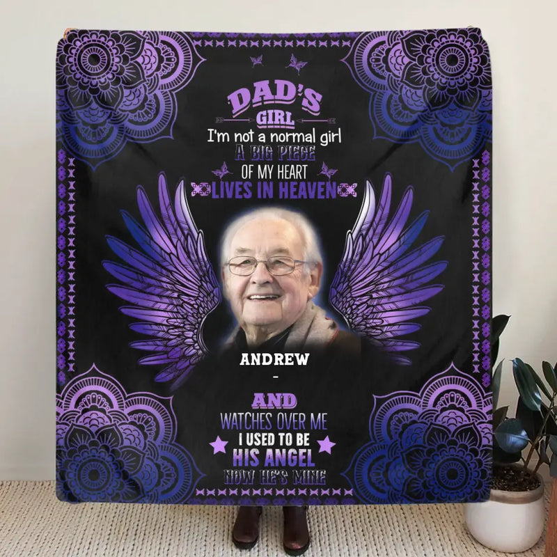 Personalized Memorial Fleece Throw Blanket/Quilt - Upload Photo - Memorial Gift Idea - Dad's Girl I'm Not A Normal Girl