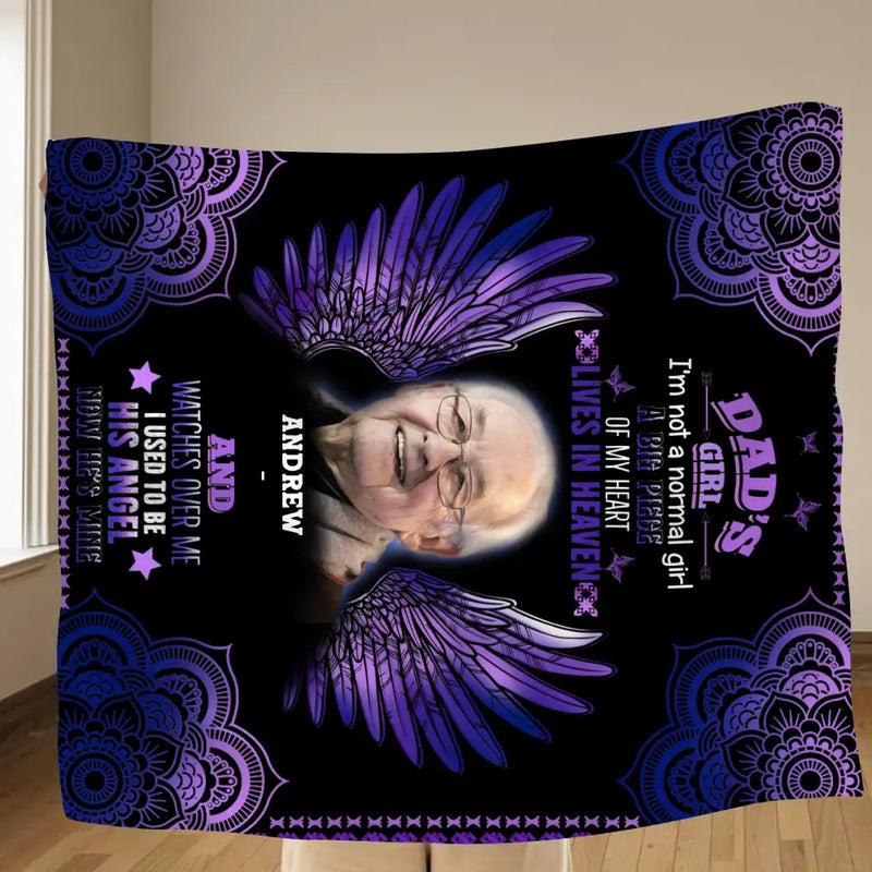 Personalized Memorial Fleece Throw Blanket/Quilt - Upload Photo - Memorial Gift Idea - Dad's Girl I'm Not A Normal Girl