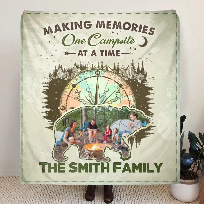 Personalized Camping Upload Photo Fleece Throw Blanket/Quilt - Gift Idea For Camping Lovers - Making Memories One Campsite At A Time
