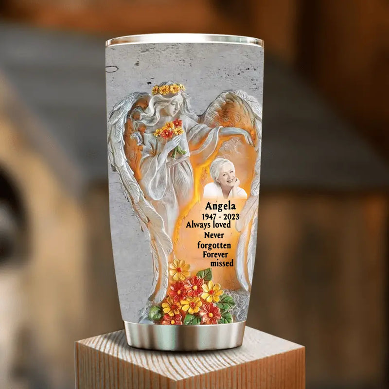 Personalized Memorial Tumbler - Upload Photo - Memorial Gift Idea For Family Member - Always Loved Never Forgotten Forever Missed