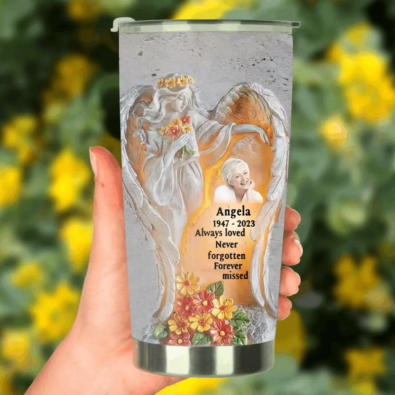 Personalized Memorial Tumbler - Upload Photo - Memorial Gift Idea For Family Member - Always Loved Never Forgotten Forever Missed