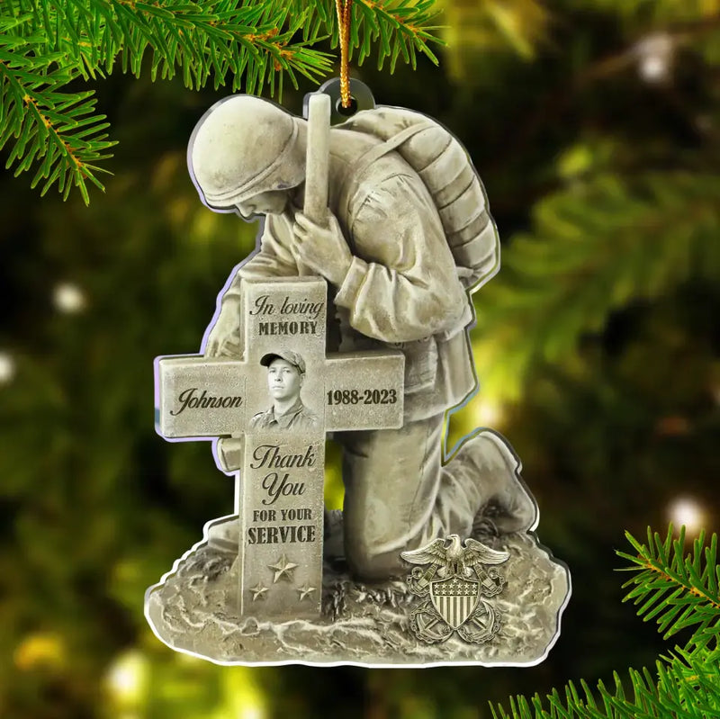 Personalized Veteran Acrylic Ornament - Upload Photo - Memorial Gift Idea For Veteran - Proud To Be A Veteran