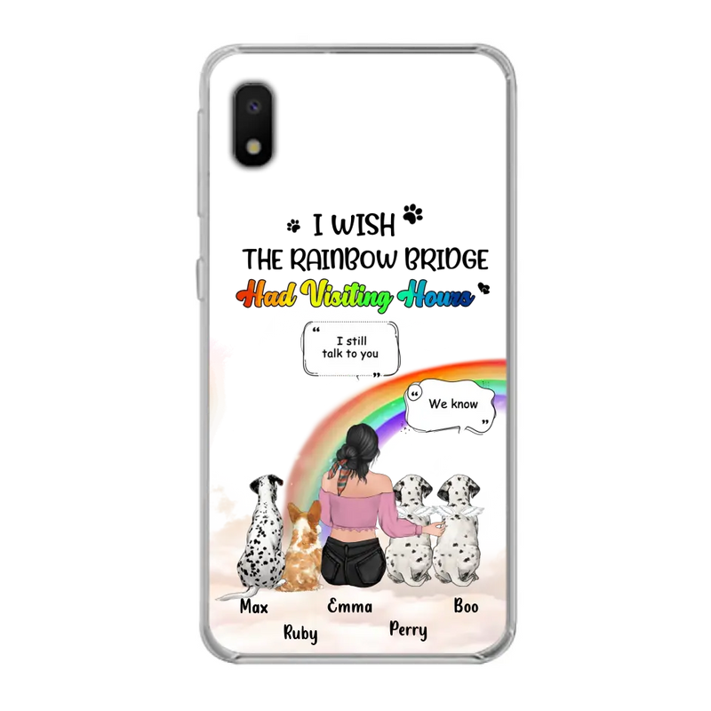 Personalized Pet Mom Phone Case - Up to 4 Pets - Memorial Gift Idea for Dog/Cat Lovers - I Wish The Rainbow Bridge Had Visiting Hours - Case for iPhone/Samsung