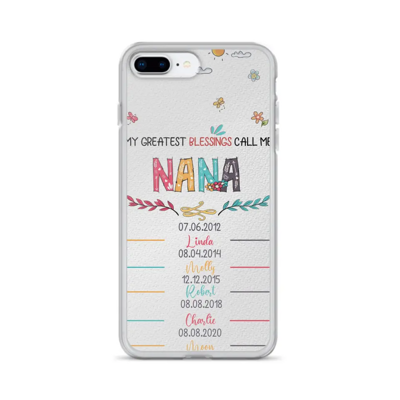 Personalized Grandma Phone Case - Gift Idea For Grandma - Up to 5 Grandkids - My Greatest Blessings Call Me Nana - Case For iPhone/Samsung