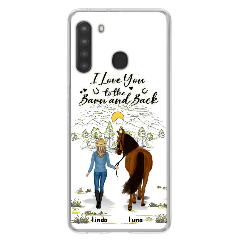 Personalized Horse Girl Phone Case - Up to 6 Horses - Gift Idea for Horse Lovers - I Love You To The Barn & Back - Case for iPhone/Samsung