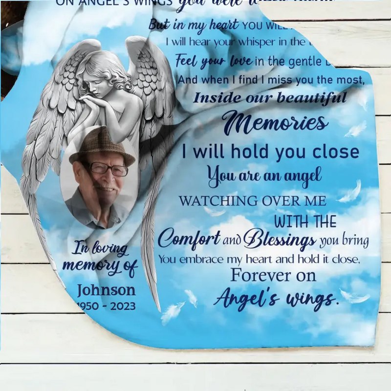 Personalized Memorial Fleece Throw Blanket/Quilt - Upload Photo - Memorial Gift Idea For Family Member - In My Heart You Will Always Stay