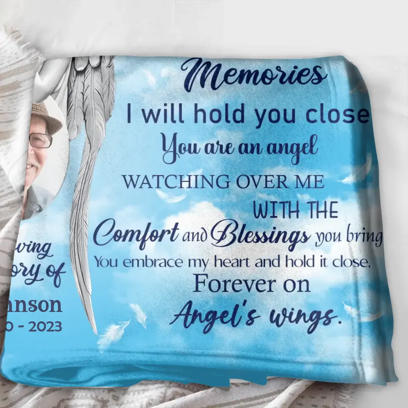 Personalized Memorial Fleece Throw Blanket/Quilt - Upload Photo - Memorial Gift Idea For Family Member - In My Heart You Will Always Stay