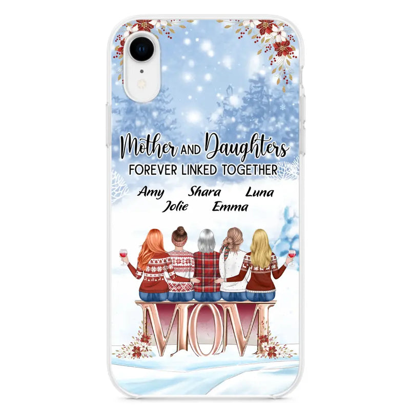 Personalized Mom Phone Case - Mother With Up to 4 Daughters - Gift Idea For Mother's Day From Daughter - Mother And Daughters Forever Linked Together - Case For iPhone/Samsung