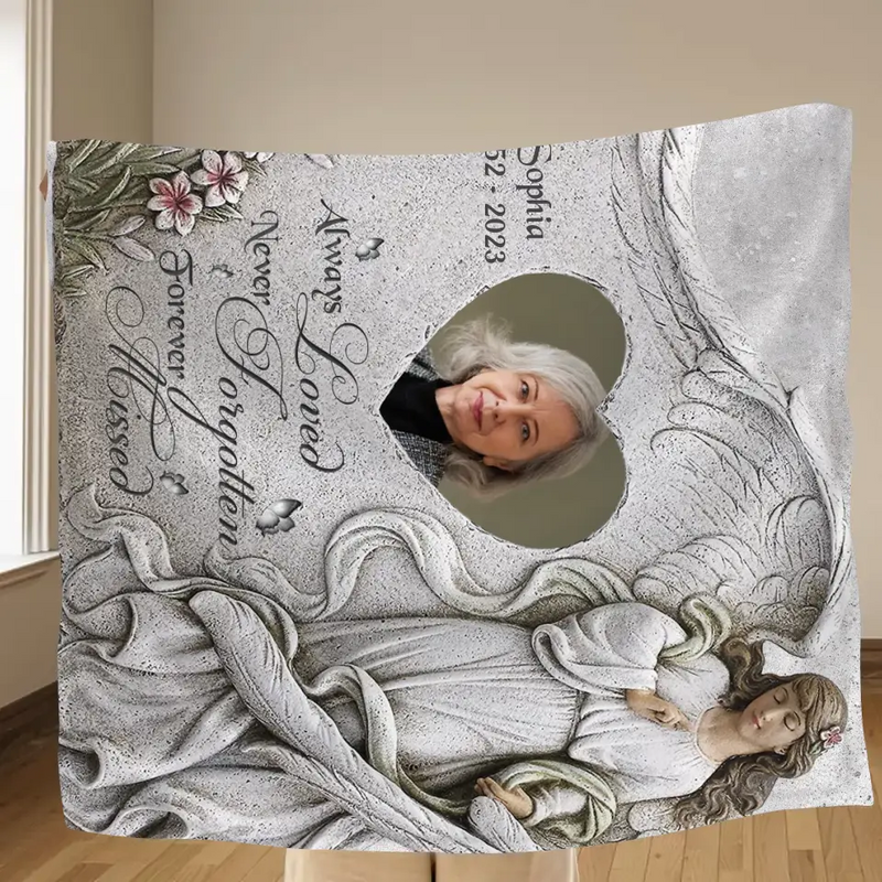 Personalized Memorial Fleece Throw Blanket/Quilt - Upload Photo - Memorial Gift Idea For Family Member - Always Loved Never Forgotten Forever Missed