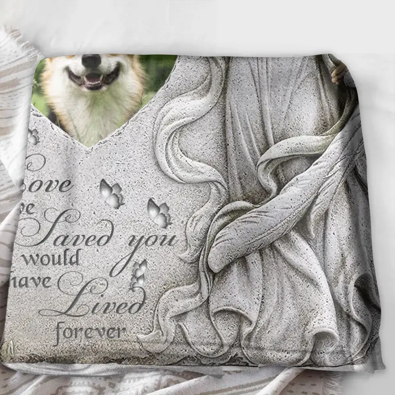 Personalized Memorial Pet Fleece Throw Blanket/Quilt - Upload Photo - Memorial Gift Idea For Pet Owners - If Love Could Have Saved You You Would Have Lived Forever