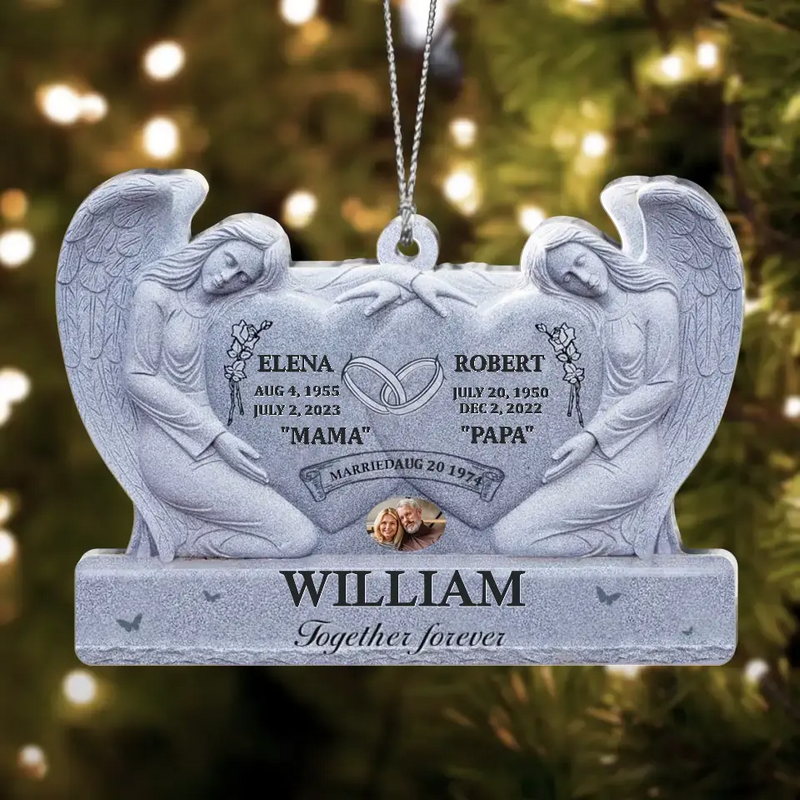 Personalized Memorial Couple  Acrylic Ornament - Memorial Gift Idea For Parents Loss - Upload Photo - Together Forever