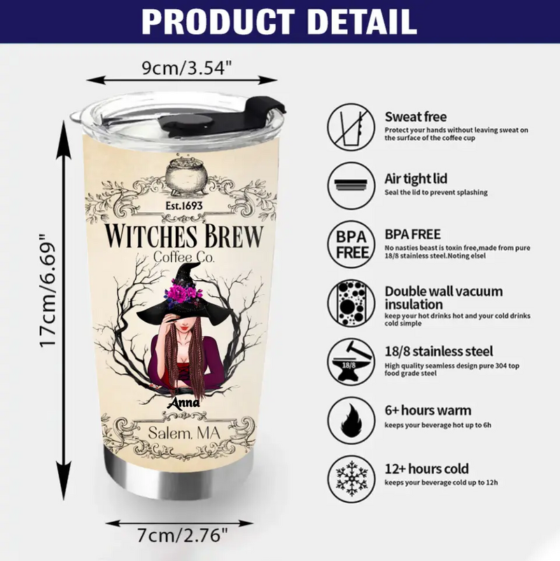 Personalized Witch Tumbler - Gift Idea For Witch Lovers - Witches Brew Coffee