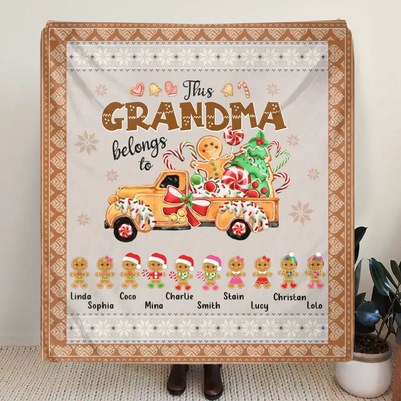 Personalized Grandma's Cookies Christmas Fleece Throw Blanket/Quilt - Gift Idea For Grandma/Mom - Up to 10 Kids - This Grandma Belongs To