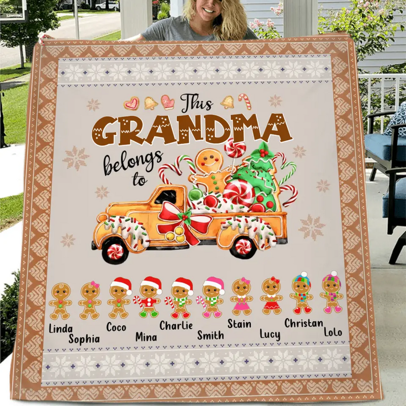 Personalized Grandma's Cookies Christmas Fleece Throw Blanket/Quilt - Gift Idea For Grandma/Mom - Up to 10 Kids - This Grandma Belongs To
