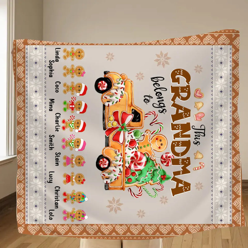 Personalized Grandma's Cookies Christmas Fleece Throw Blanket/Quilt - Gift Idea For Grandma/Mom - Up to 10 Kids - This Grandma Belongs To