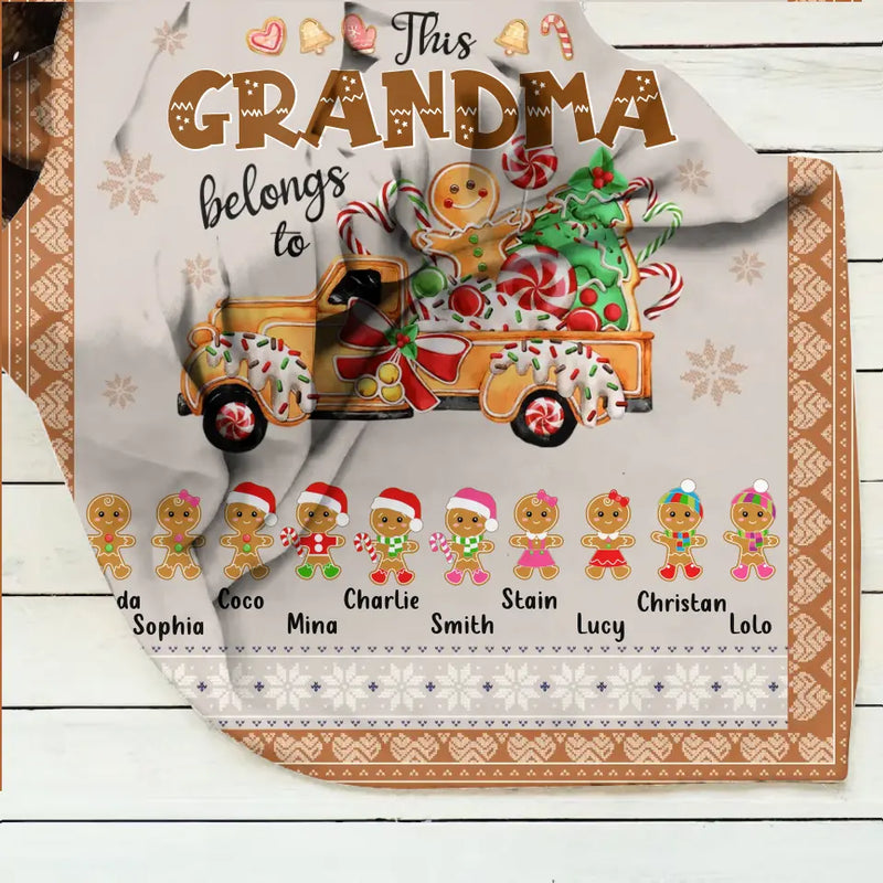 Personalized Grandma's Cookies Christmas Fleece Throw Blanket/Quilt - Gift Idea For Grandma/Mom - Up to 10 Kids - This Grandma Belongs To