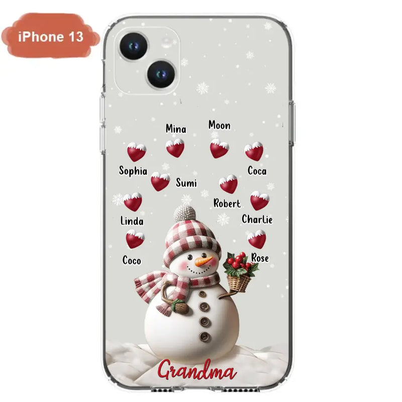 Personalized Snowman Grandma Phone Case - Christmas Gift Idea For Grandma - Up to 10 Kids - Case For iPhone/Samsung