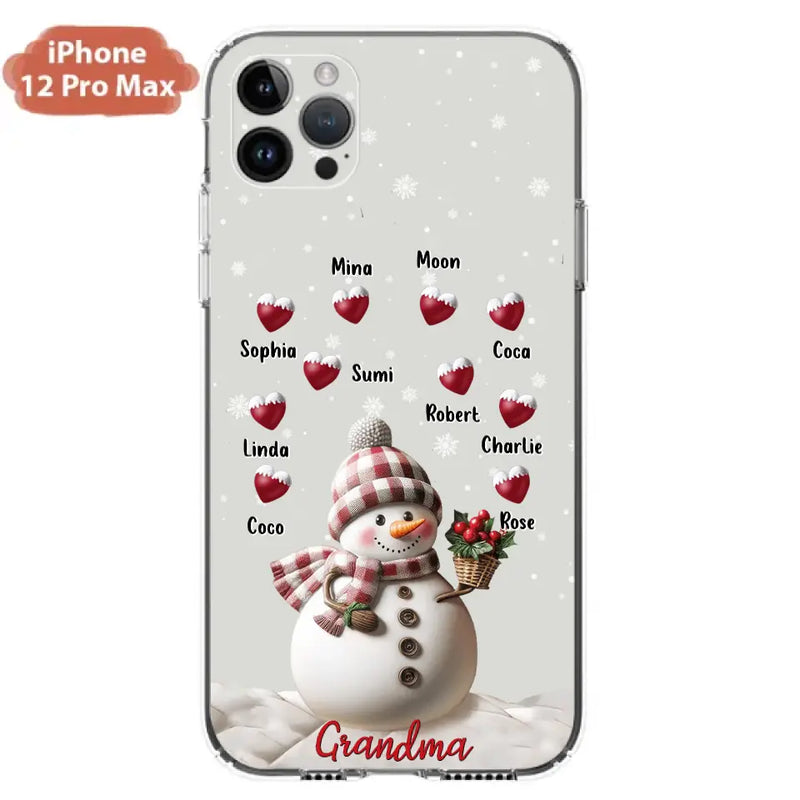 Personalized Snowman Grandma Phone Case - Christmas Gift Idea For Grandma - Up to 10 Kids - Case For iPhone/Samsung